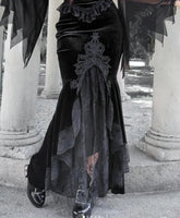 Velvet Lace Patchwork Trumpet Skirt