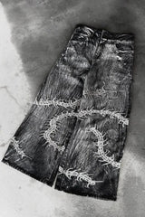 Harajuku Gothic Centipede Embroidery Pants