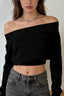 Foldover Off Shoulder Loose Crop Tops