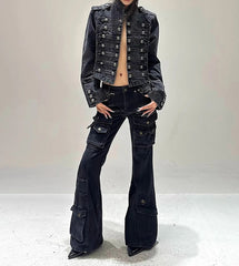 Stretch Grunge Flare Pants