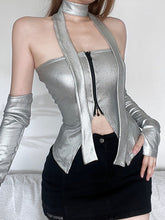 Cyber Sleeve Zip Up Crop Tank Top