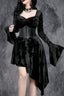 Floral Texture Bell Sleeve Asymmetric Dress