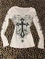 Y2K Cross Graphic Grunge T-shirt