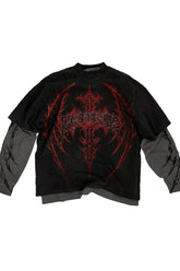Gothic Scarlet Mystery Texture Layered T-shirt