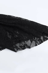 Goth Dark Lace Velvet Batwing Sleeve Maxi Dress