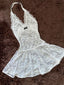 Sheer Lace Halter Slim Layering Mini Dress