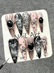 Laser Holographic Cute Edgy Fake Nails