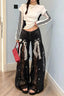 Lace Bow Wide Leg Jeans