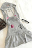 Vintage Gray Sleeveless Hooded Letter Print Mini Dress