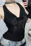 Cross Rhinestone Draped Neck Backless Tank Top