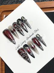 Dark Snake Pattern Gothic Fake Nails