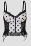 Black White Polka Dot Lace Splice Strap Corset