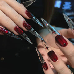 Gothic Blood Red Wearable Fake Nails