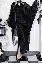 Chinese Dark Gothic Cheongsam Stand-up Collar High-slit Maxi Dress