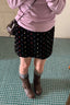 Y2K Polka Dot Embroidered Velvet A-Line Skirt
