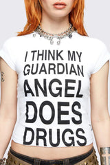 Emo Girl Punk Print Slim Crop Top