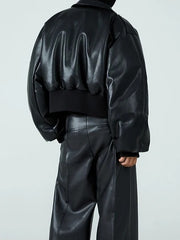 Short Thick PU Leather Jacket