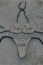 Dark Punk Letter Print Tie Side Swimwear