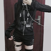 Vintage Hooded Zip Front Jacket