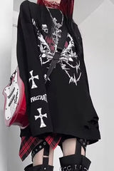Punk Gothic Print Knit Top