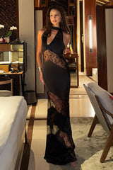 Halloween Lace Backless Halter Dress