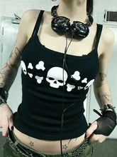 Skull Print Gothic Slim Bandeau Crop Top
