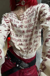 Y2K Grunge Letter Print Knit Top