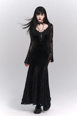 American Gothic Vintage Lace Patchwork Flare Sleeve Maxi Dress