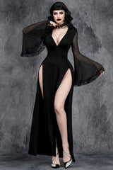 Halloween Gothic Lace Split Bell Sleeve Dress