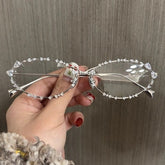 Y2K Cat Eye Rhinestone Glasses