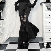 Gothic Lace Ruffle Black Pants