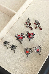 Dark Punk Zircon Heart Earrings