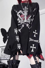 Punk Gothic Print Knit Top