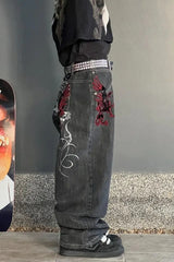 Street Style Wide Leg Denim Pants