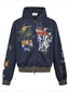 Hip-hop Graffiti Print Zip-up Hooded Coat