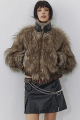 Double Faced Plush Patchwork Coat