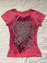 Y2K Leopard Heart Rhinestone T-shirt