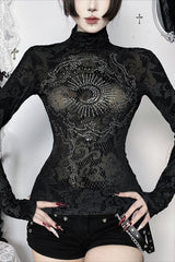 Gothic Flocked Rhinestone T-Shirt