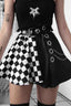 Dark Gothic Plaid Color Block High-Waist Mini Skirt