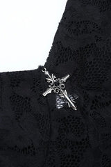 Gothic Vintage Lace Split See Through Maxi Dress