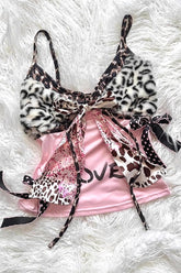 Furry Leopard Lace Patchwork Cami