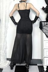 Goth Dark Cyber Y2K Spaghetti Strap Maxi Dress