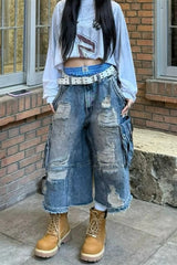 Y2K Baggy Machete Denim Shorts