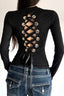 Eyelet Lace Up Back Crop Tops