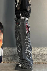 Street Style Wide Leg Denim Pants
