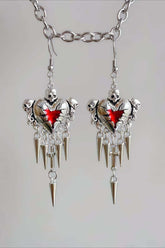Dark Gothic Thorn Heart Earrings