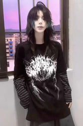 Y2K Dark Grunge Rock Printed Layered Versatile T-shirt