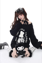 Christmas Bunny Lantern Sleeve Oversized Knit Sweater