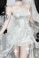 Goth Sweet Lace Eyelet Crop Tank Top