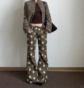 Brown Gothic Y2K Flare Star Pant